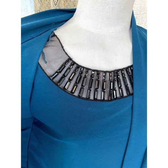 Vintage Tiana B Blue Beaded Dress Size 6 NWT - Picture 4 of 11